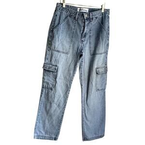 Express Bleus Vintage Cargo Jeans 90s Y2K Baggy Faded Denim 7/8
